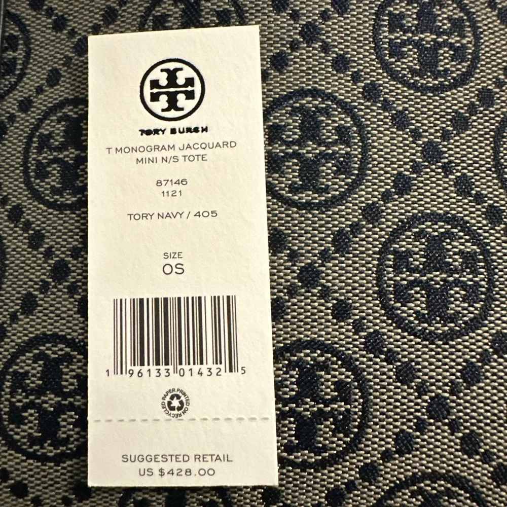 Tory Burch Monogram Mini Tote in Navy - Picture 7 of 7